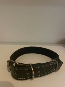 Lamu Medium  Brown Leather Beaded Dog Collar