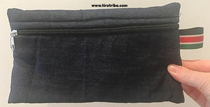Dark blue navy denim rectangle purse / pencil / travel case