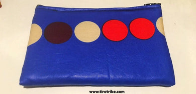 Polka dot blue travel cosmetic purse