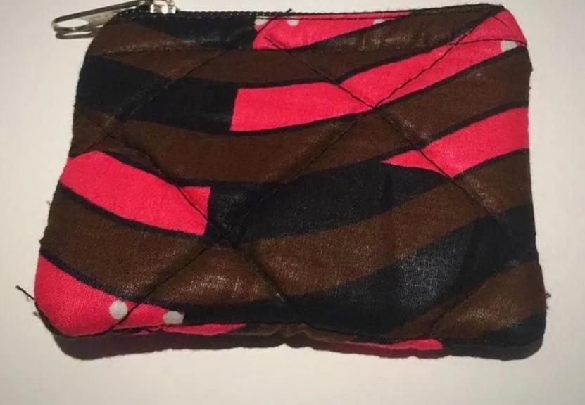 Mini pink, black and brown purse