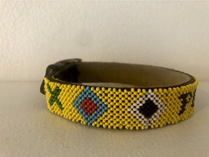 'Puppy' Yellow Beaded Leather Collar