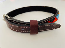 Lewa Small Brown Leather Beaded Pet Collar