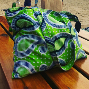 Green drop kanga tote bag