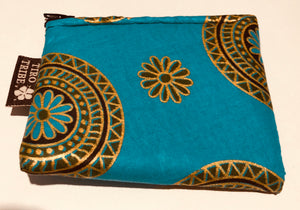 Mini turquoise & gold flower purse