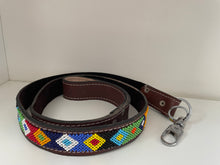 Light Brown Leather Maasai Diamond Beaded Dog Leash