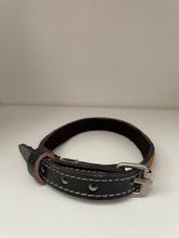 Lewa Small Black Leather Beaded Pet Collar