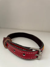 Lewa Small Red Leather Beaded Pet Collar