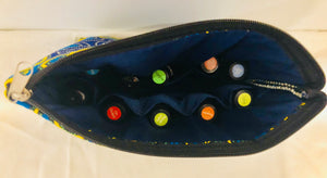 Large blue yellow circles essential oil travel bag (10 pockets)