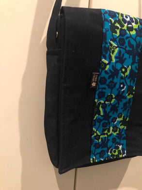 Marine Blue Floral Denim Cross Body Bag