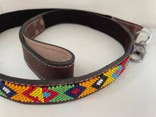 Light Brown Leather Maasai Diamond Beaded Dog Leash