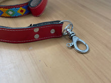 Red Leather Maasai Diamond Beaded Dog Leash