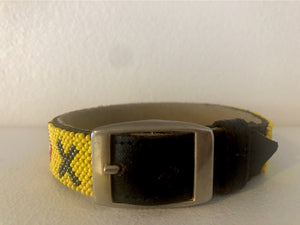 'Puppy' Yellow Beaded Leather Collar