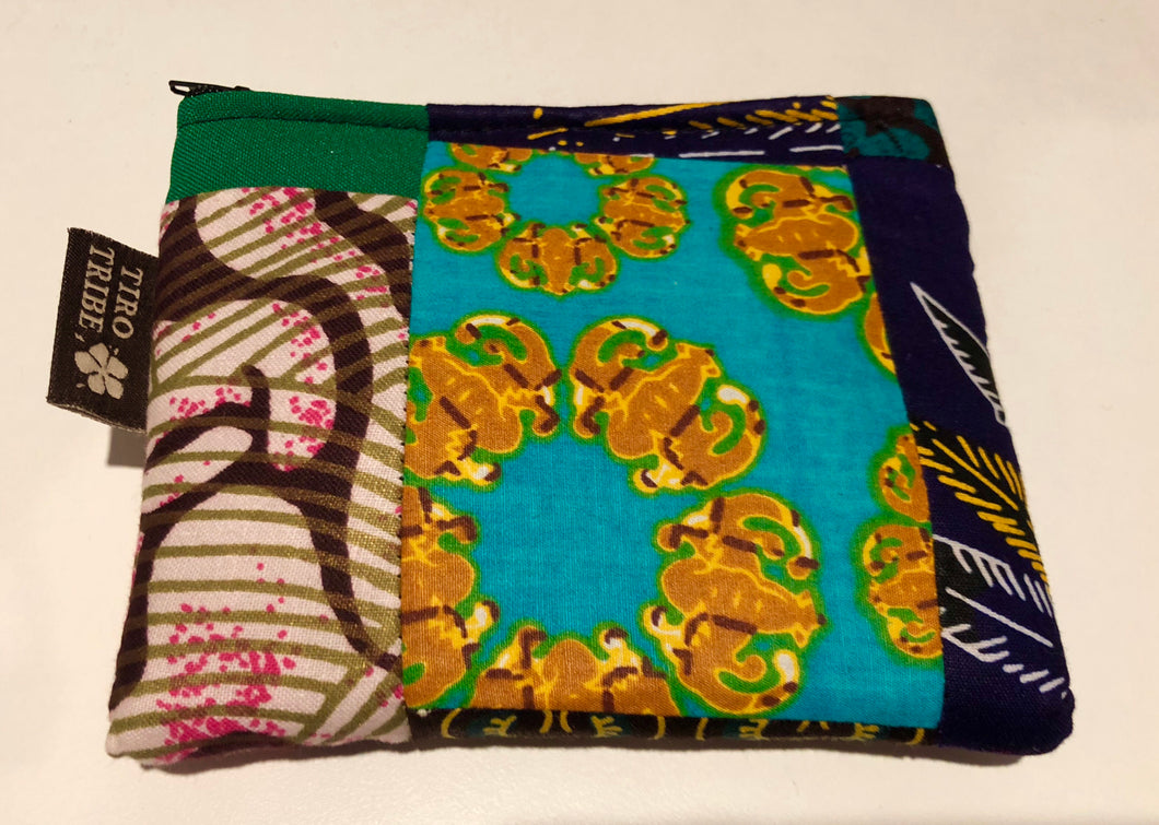 Medium lamu square patchwork kitenge purse