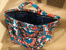 Malindi red and blue floral tote bag