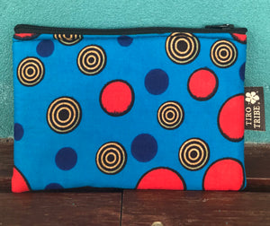 Blue and red circle square purse