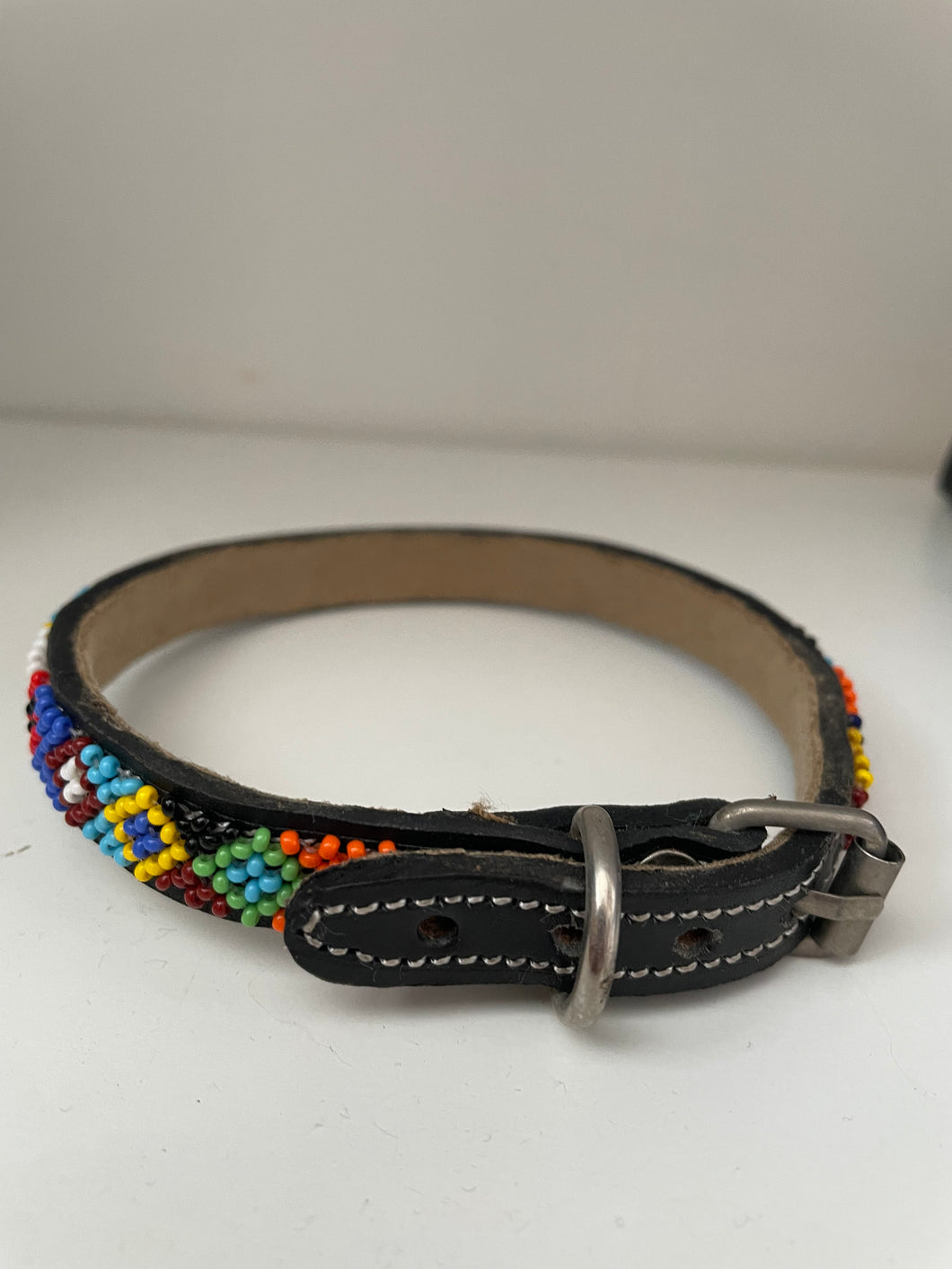 Black King Mini Slim Beaded Pet Collar