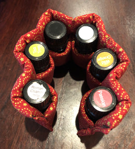 Coral sparkle essential oil bottle pouch (6 pockets)